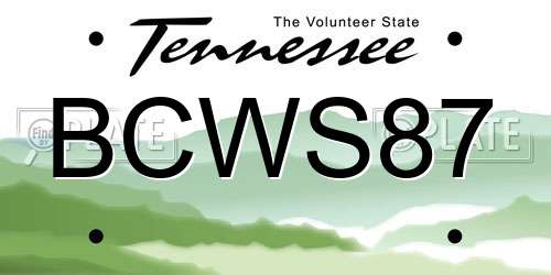 BCWS87 Tennessee License Plate