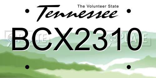 BCX2310 Tennessee License Plate