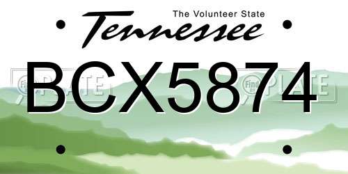 BCX5874 Tennessee License Plate