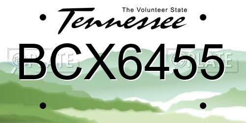 BCX6455 Tennessee License Plate