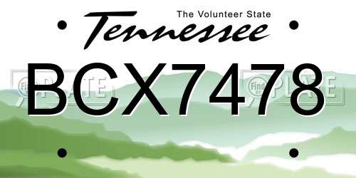BCX7478 Tennessee License Plate
