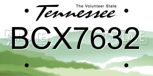 BCX7632 Tennessee License Plate