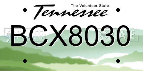 BCX8030 Tennessee License Plate