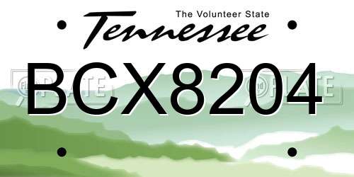 BCX8204 Tennessee License Plate