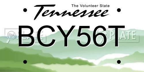 BCY56T Tennessee License Plate