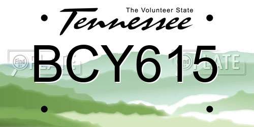 BCY615 Tennessee License Plate