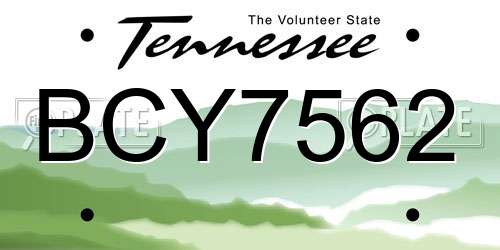 BCY7562 Tennessee License Plate