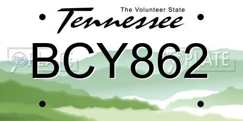 BCY862 Tennessee License Plate