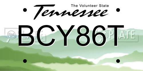BCY86T Tennessee License Plate