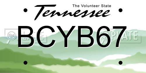 BCYB67 Tennessee License Plate