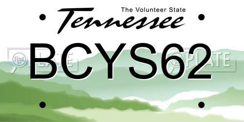 BCYS62 Tennessee License Plate