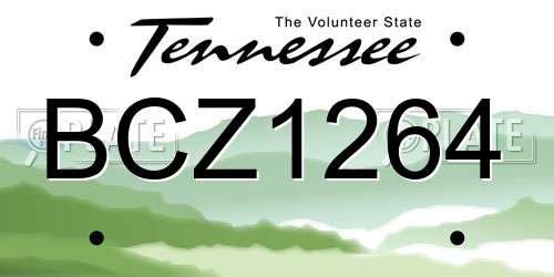 BCZ1264 Tennessee License Plate