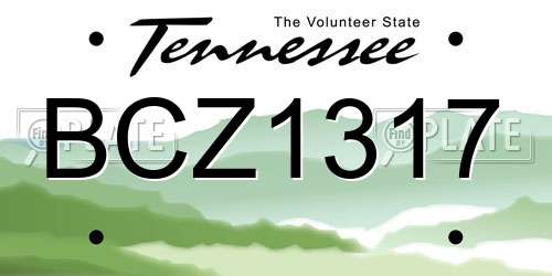 BCZ1317 Tennessee License Plate