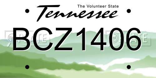 BCZ1406 Tennessee License Plate