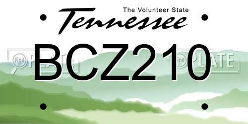 BCZ210 Tennessee License Plate