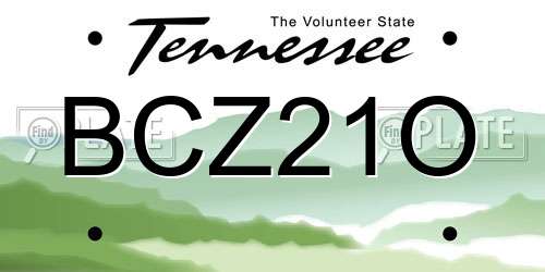 BCZ21O Tennessee License Plate