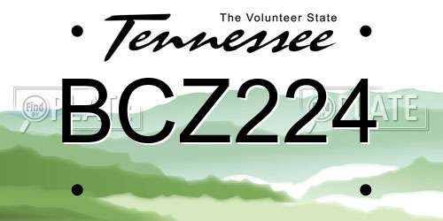 BCZ224 Tennessee License Plate