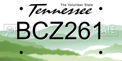 BCZ261 Tennessee License Plate