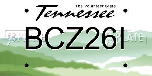 BCZ26I Tennessee License Plate