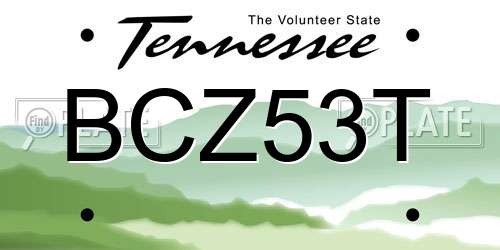 BCZ53T Tennessee License Plate