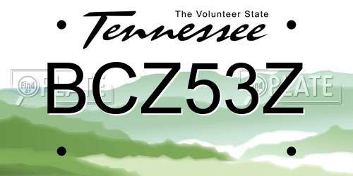 BCZ53Z Tennessee License Plate