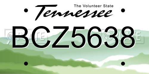 BCZ5638 Tennessee License Plate