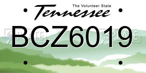 BCZ6019 Tennessee License Plate
