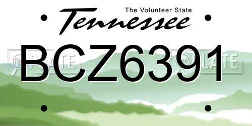 BCZ6391 Tennessee License Plate