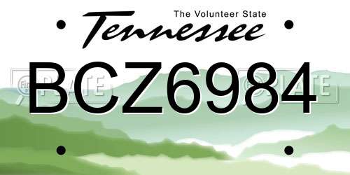 BCZ6984 Tennessee License Plate