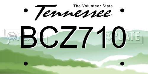 BCZ710 Tennessee License Plate