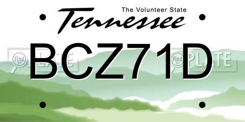 BCZ71D Tennessee License Plate