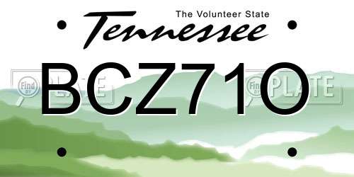 BCZ71O Tennessee License Plate
