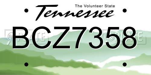 BCZ7358 Tennessee License Plate