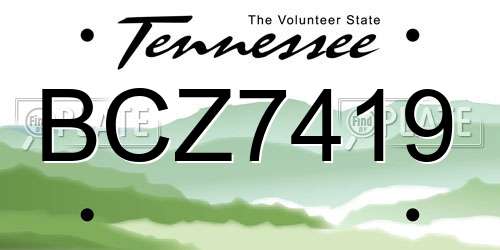 BCZ7419 Tennessee License Plate