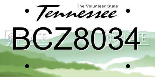 BCZ8034 Tennessee License Plate