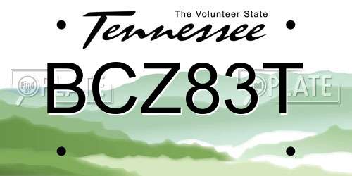BCZ83T Tennessee License Plate