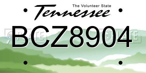 BCZ8904 Tennessee License Plate