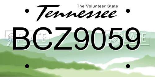 BCZ9059 Tennessee License Plate