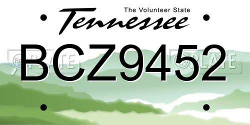 BCZ9452 Tennessee License Plate