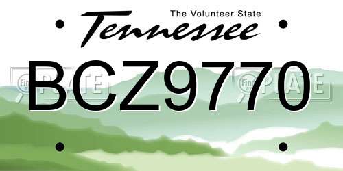 BCZ9770 Tennessee License Plate