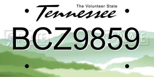 BCZ9859 Tennessee License Plate