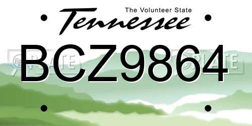 BCZ9864 Tennessee License Plate
