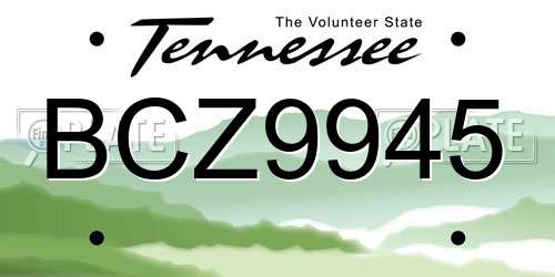 BCZ9945 Tennessee License Plate