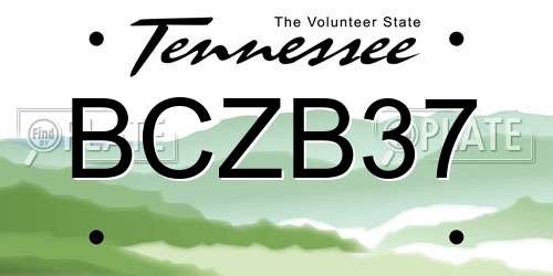 BCZB37 Tennessee License Plate