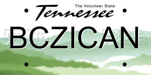 BCZICAN Tennessee License Plate