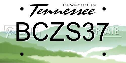 BCZS37 Tennessee License Plate