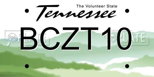 BCZT10 Tennessee License Plate