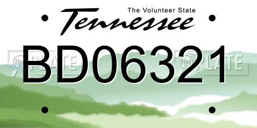 BD06321 Tennessee License Plate
