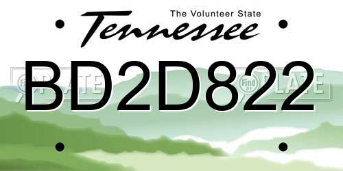 BD2D822 Tennessee License Plate