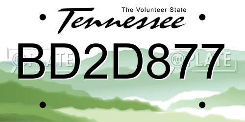 BD2D877 Tennessee License Plate